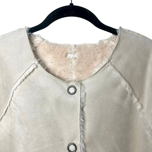 Blank NYC Cream Reversible Faux Shearling Snap Front Mid-Length Jacket Sz Small - Picture 3 of 13